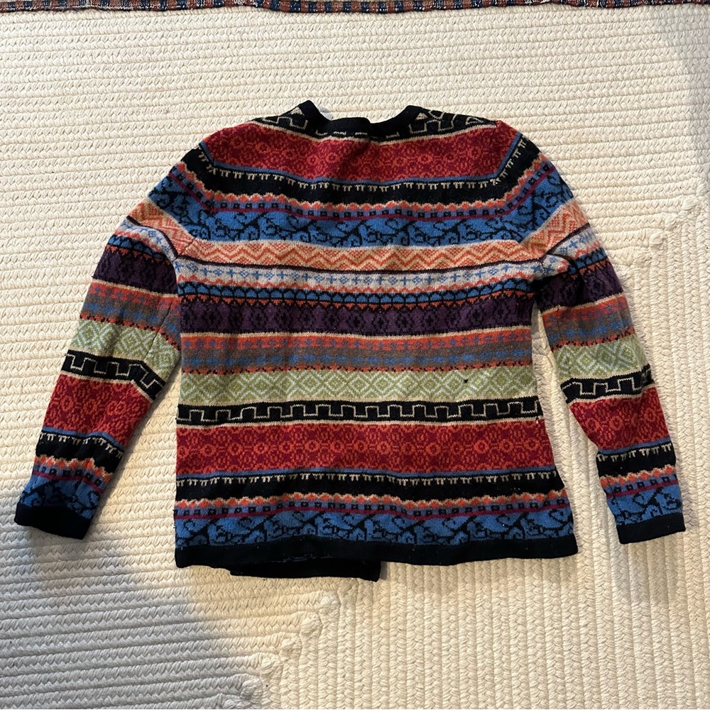 Women's 100% Wool Multicolor Patterned Button-Fro… - image 5